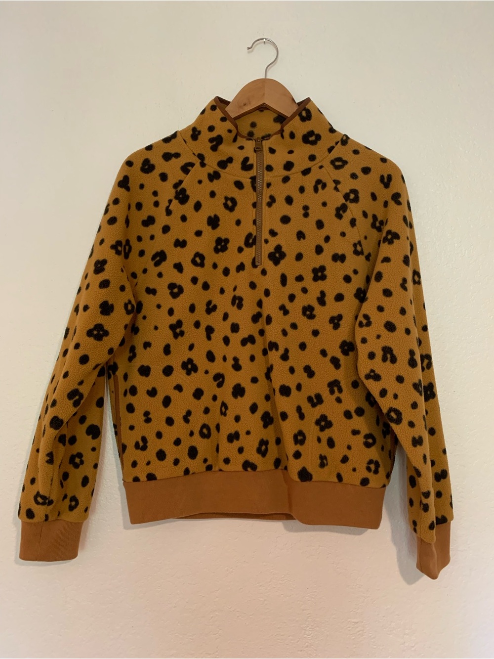Madewell Half-Zip Fleece Jacket with Black Spot Print | M